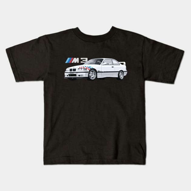 E36 LIGHTWEIGHT M3 PAUL WALKER Kids T-Shirt by cowtown_cowboy